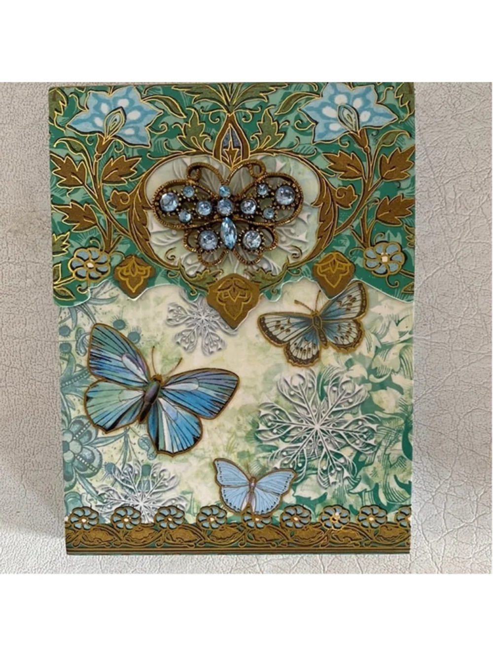 Jeweled fancy mini notebook butterfly floral design